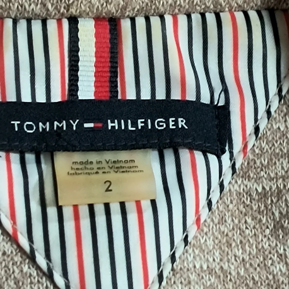 Tommy Hilfiger Women's Tan Marled Knit Blazer Elbow Patches Jacket Size 2 Preppy - Picture 4 of 16